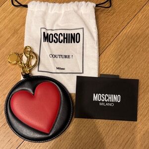 Moschino Black and Red Heart Keyring/Purse Charm